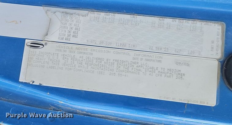 image for item EI8380 2006 Sterling  L9500 refuse truck