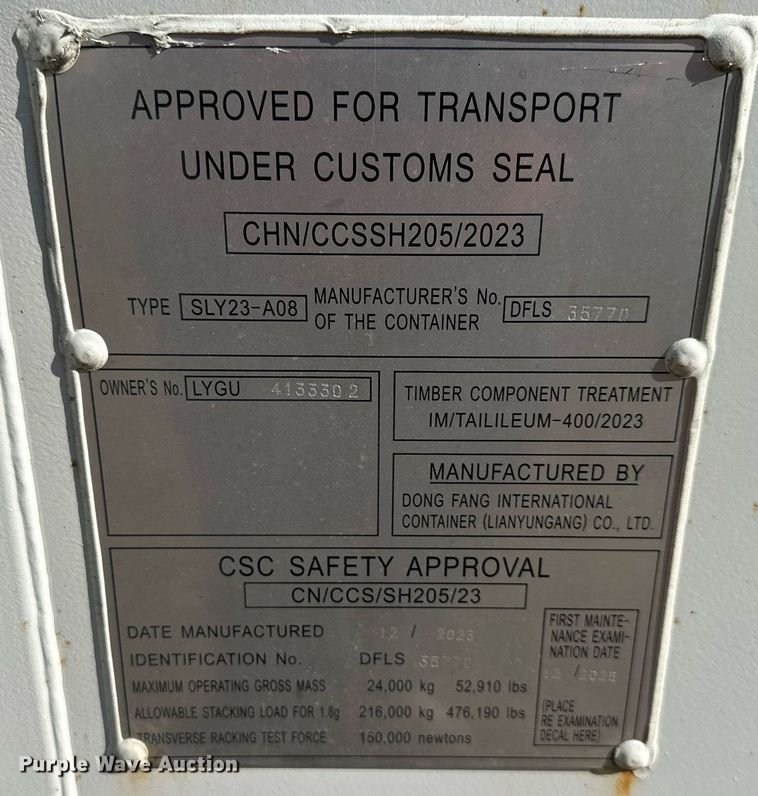 image for item EJ7248 2023 shipping container 