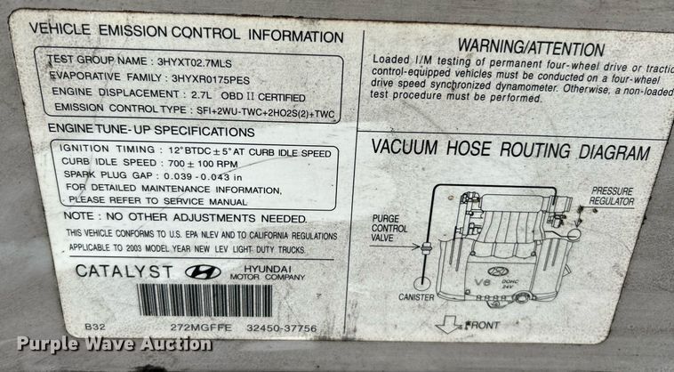 image for item EK3334 2003 Hyundai  Santa Fe SUV