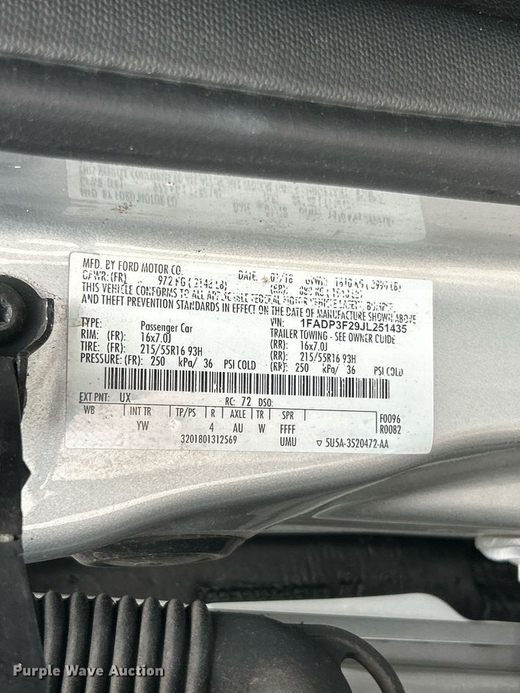 image for item EK3340 2018 Ford Focus SE 