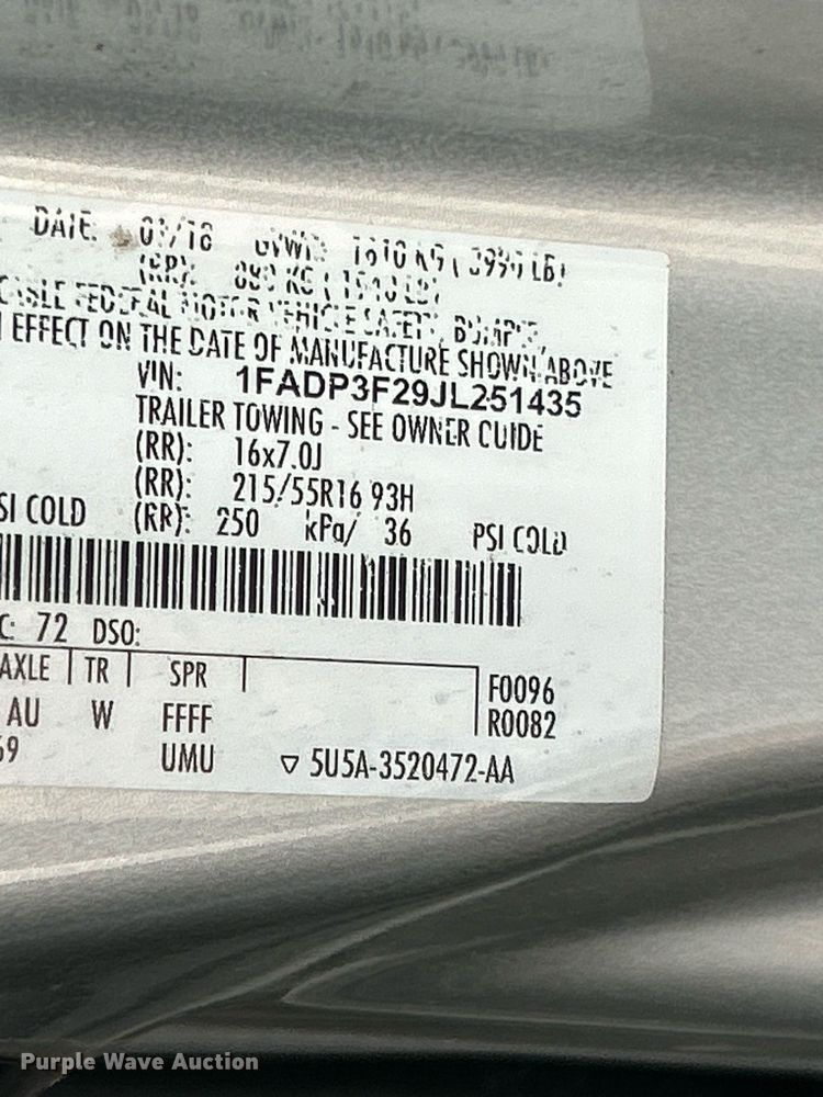 image for item EK3340 2018 Ford Focus SE 