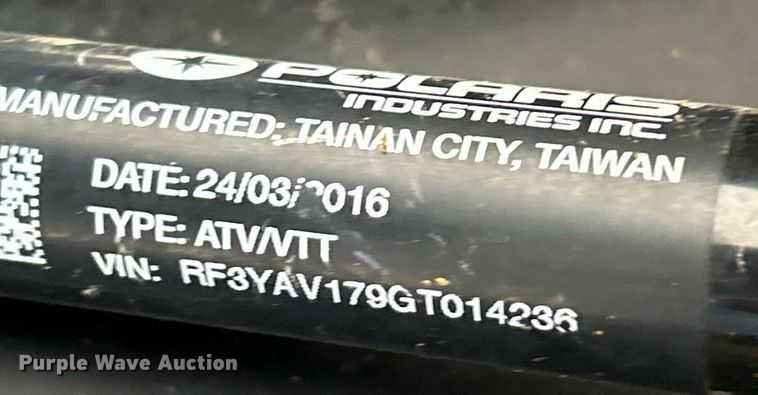 image for item EK3342 2016 Polaris  RZR utility vehicle