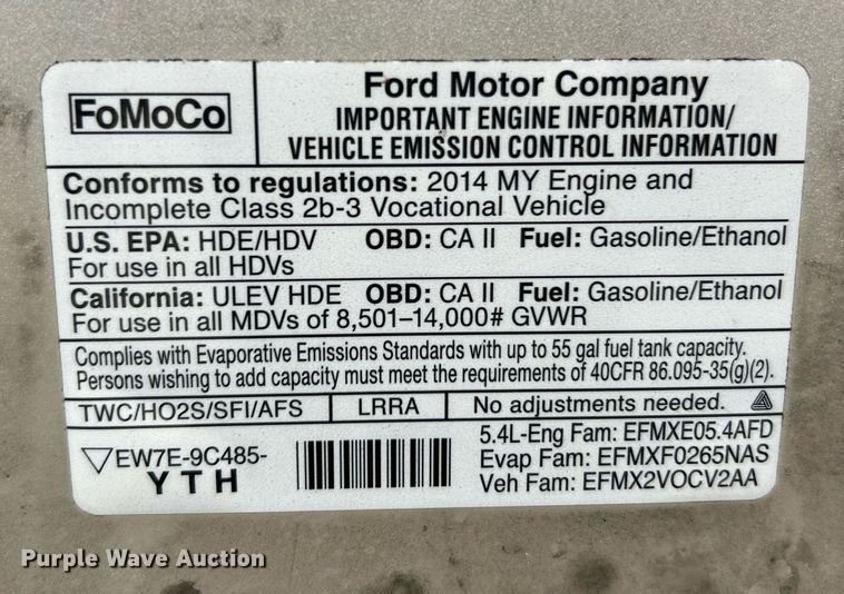 image for item EK3347 2014 Ford E350 Super Duty box van