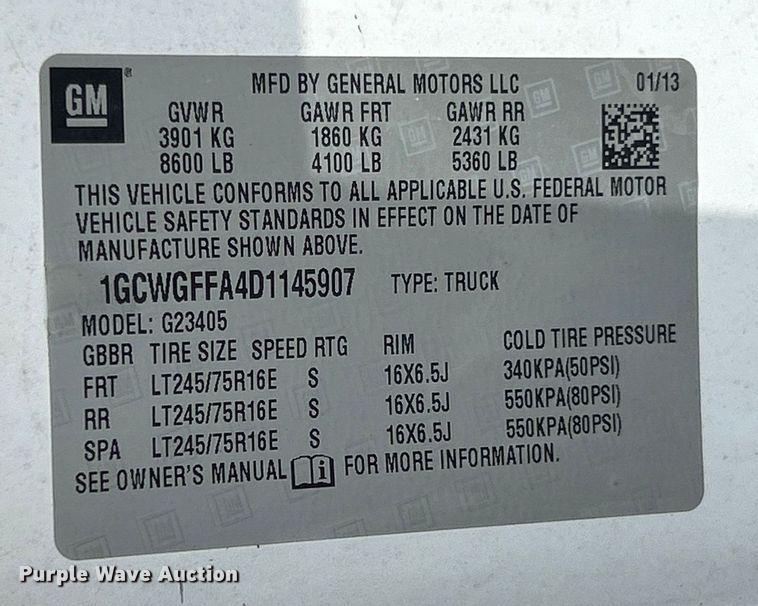 image for item EK4604 2013 Chevrolet Express 2500 van