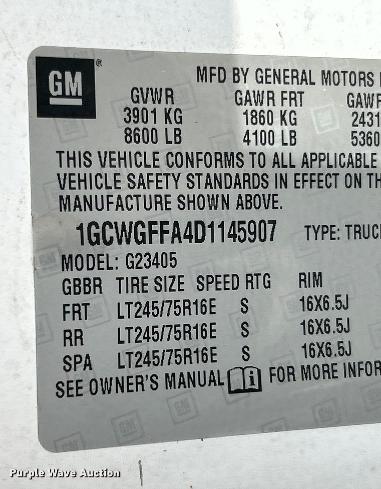 image for item EK4604 2013 Chevrolet Express 2500 van