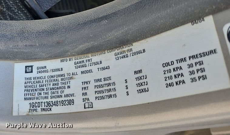 image for item EL5492 2004 Chevrolet Colorado Z71 Crew Cab pickup truck