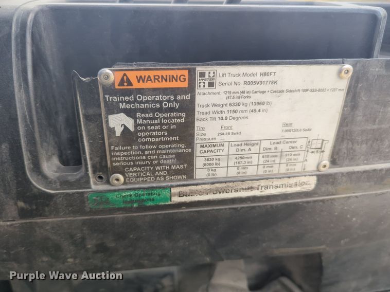 image for item EQ2087 Hyster H80FT forklift