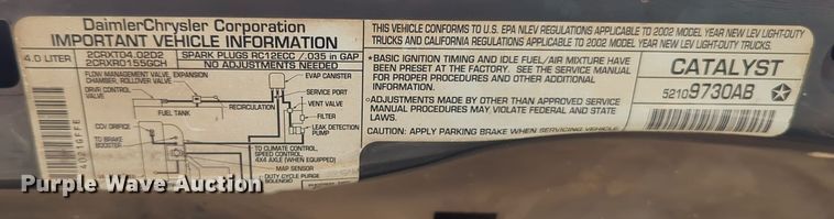 image for item EQ2183 2002 Jeep Grand Cherokee SUV