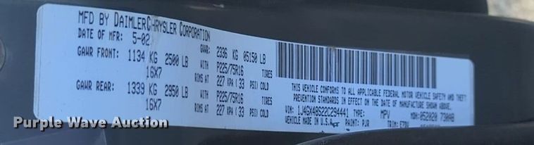 image for item EQ2183 2002 Jeep Grand Cherokee SUV