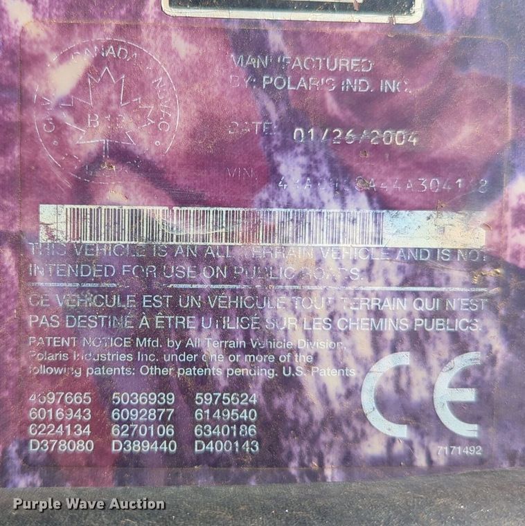 image for item EQ2189 2004 Polaris  Sportsman 700 ATV