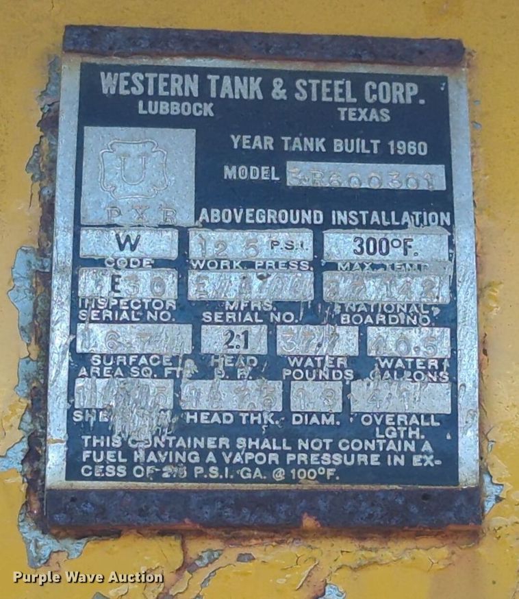 image for item EQ2197 Western Tank and Steel Corp. 3R600301 air compressor