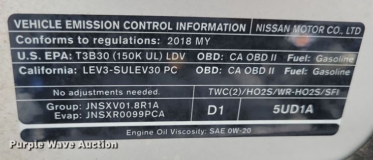 image for item JO9401 2018 Nissan Sentra S 