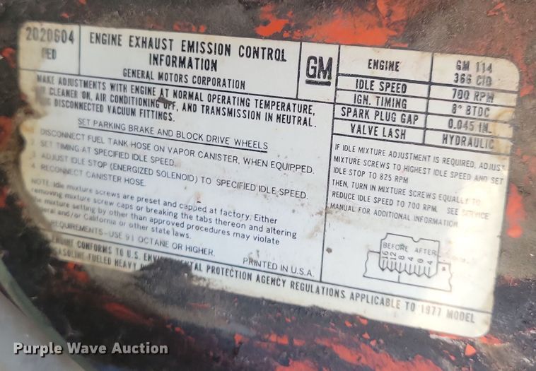 image for item JO9409 1977 Chevrolet  Custom Deluxe C65 pumper fire truck