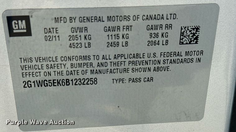 image for item MV9124 2011 Chevrolet  Impala 