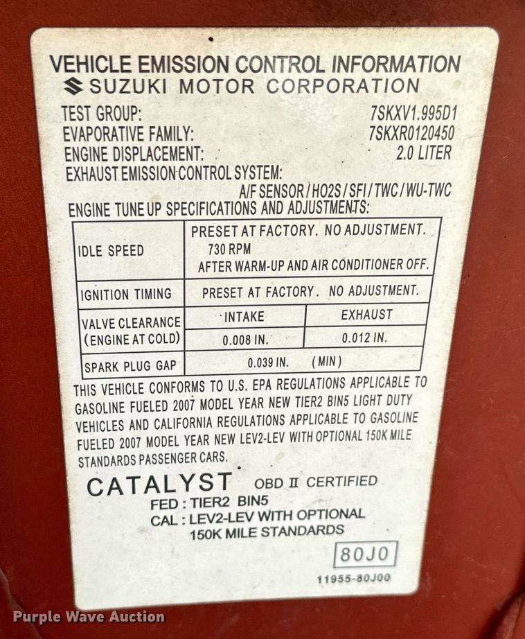 image for item MV9140 2007 Suzuki  SX4 