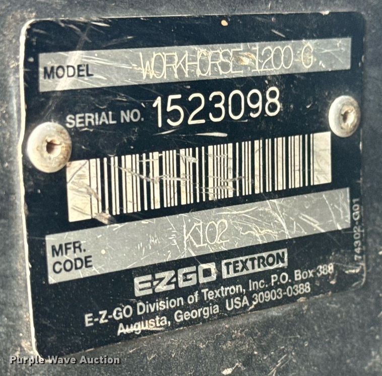 image for item MV9185 2002 EZ-GO Workhorse 1200G golf cart