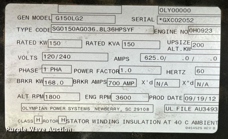 image for item ND9170 Caterpillar Olympian generator