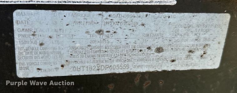 image for item NQ9740 2013 Road Boss utility trailer