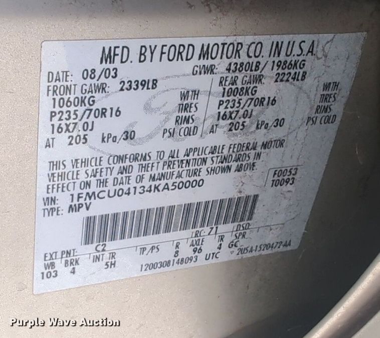 image for item NW9638 2004 Ford Escape SUV