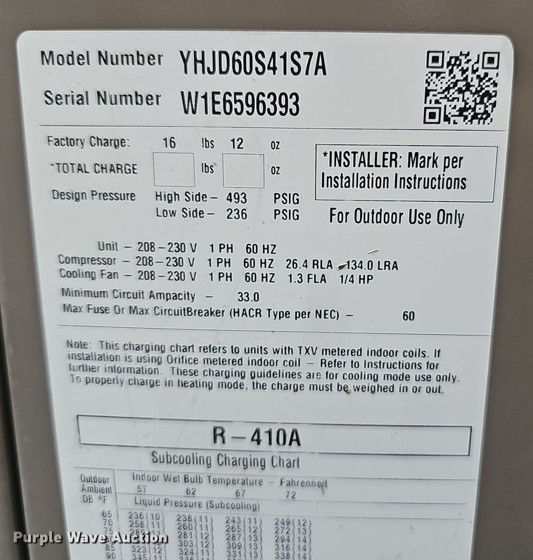 image for item NX9311 York  YHJD60S41S7A AC unit