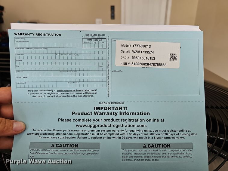 image for item NX9312 York  YFK60B21SD AC unit