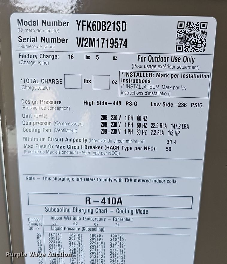 image for item NX9312 York  YFK60B21SD AC unit