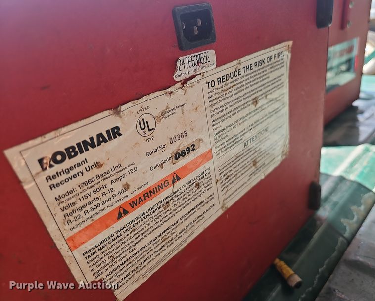 image for item NX9313 1992 Robinair refrigerant recovery unit