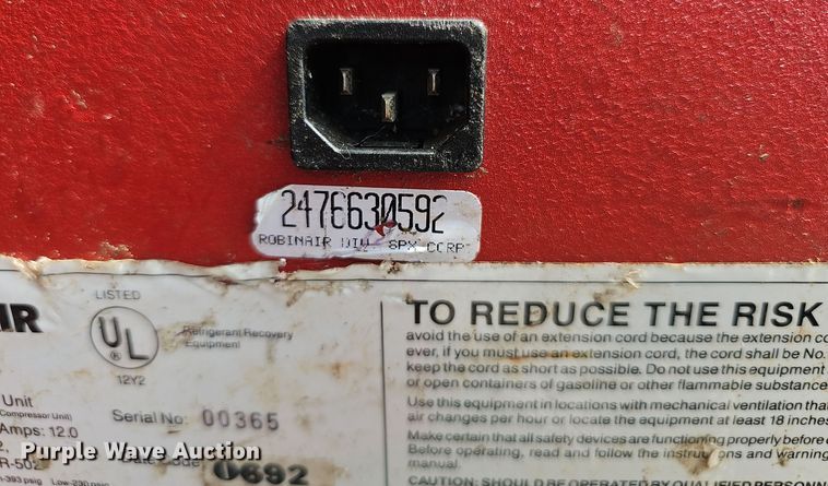 image for item NX9313 1992 Robinair refrigerant recovery unit