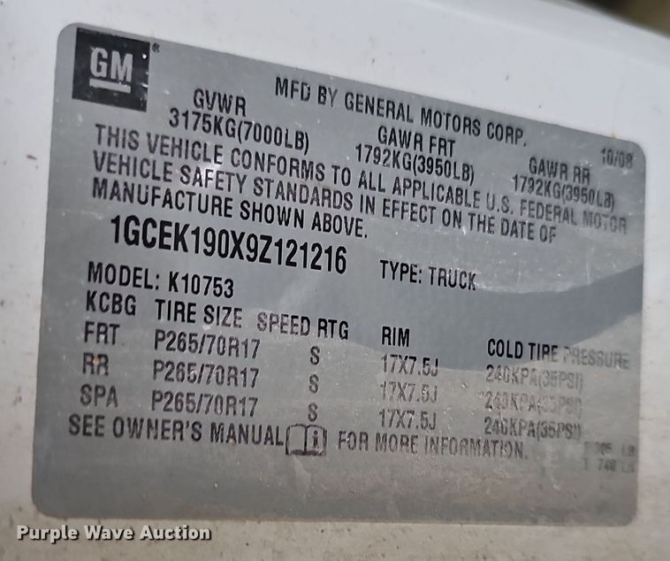 image for item NX9315 2009 Chevrolet  Silverado 1500 Ext. Cab pickup truck