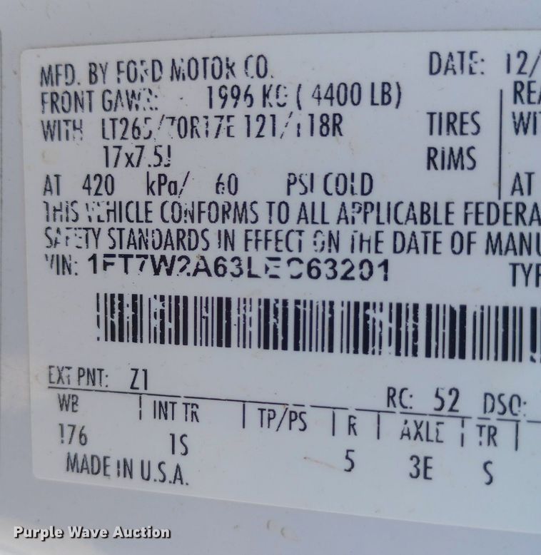 image for item NY9495 2020 Ford F250 Super Duty XL Crew Cab pickup truck