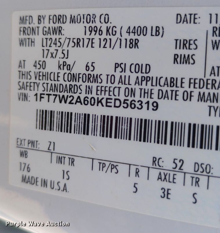 image for item NY9518 2019 Ford F250 Super Duty XL SuperCrew pickup truck