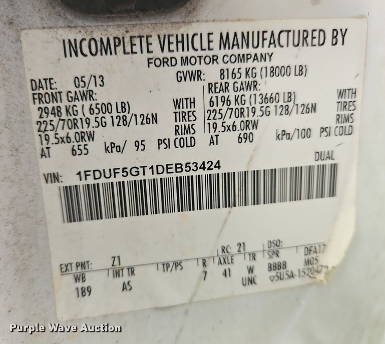 image for item OJ9797 2013 Ford F550 XL flatbed truck