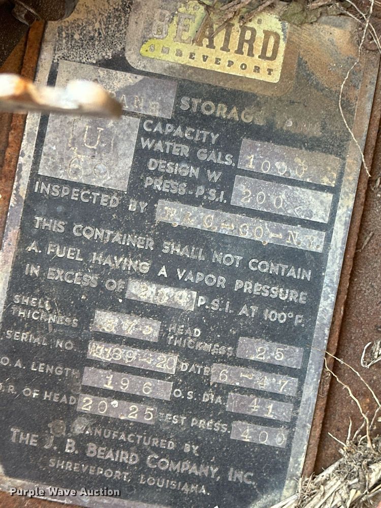 image for item OM9688 1947 Beaird propane tank