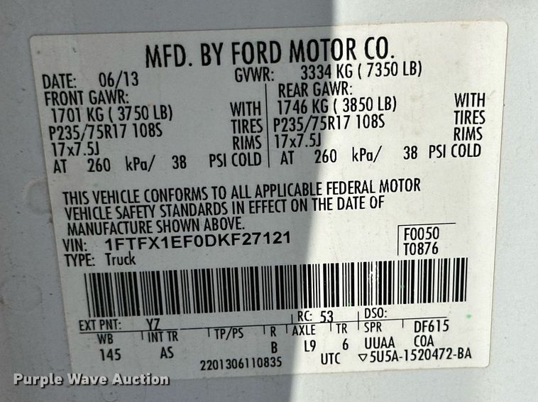 image for item OM9732 2013 Ford F150 XL SuperCab pickup truck