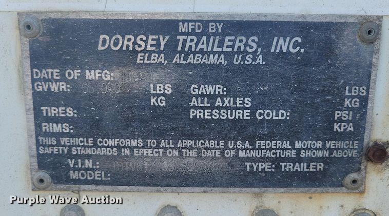 image for item DG0628 1995 Dorsey refrigerated van trailer