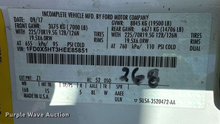 image for item DL0478 2017 Ford F550 Super Duty XL bucket truck