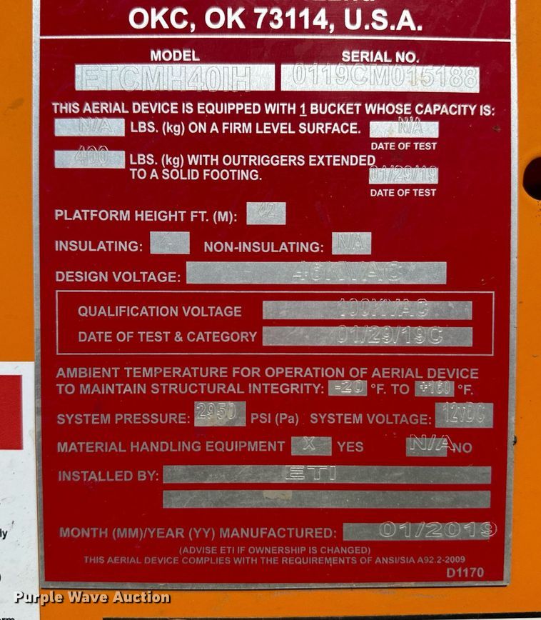 image for item DL0480 2019 Ford F550 Super Duty XL bucket truck