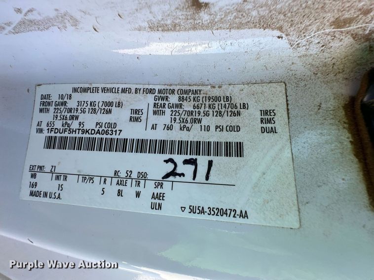 image for item DL0480 2019 Ford F550 Super Duty XL bucket truck