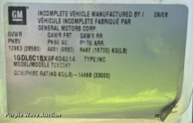 image for item DN0758 2009 GMC C6500 box truck