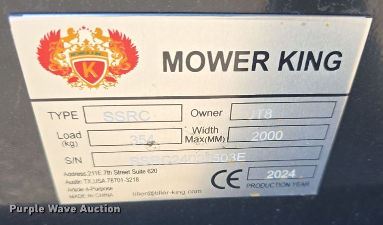 image for item DO5524 2024 Mower King SSRC skid steer rotary mower