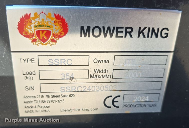 image for item DO5524 2024 Mower King SSRC skid steer rotary mower