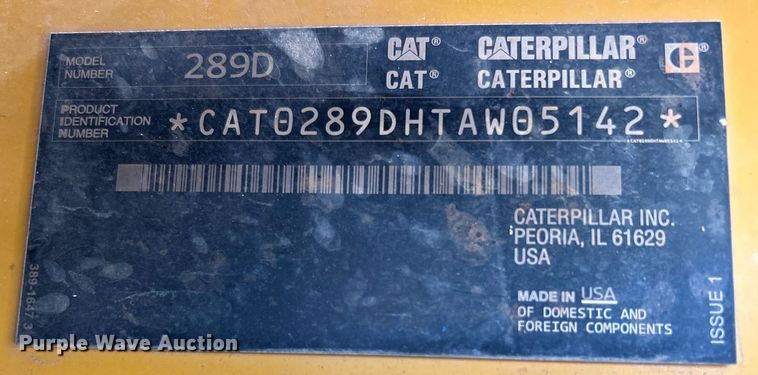 image for item DO7473 2016 Caterpillar  289D tracked skid steer loader