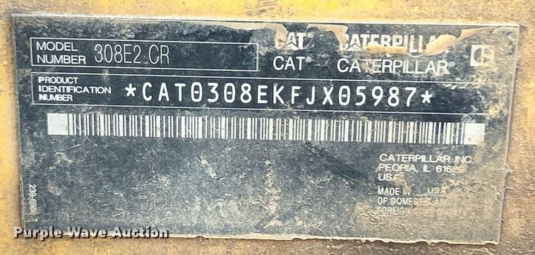 image for item DO7480 2016 Caterpillar 308E2 CR excavator