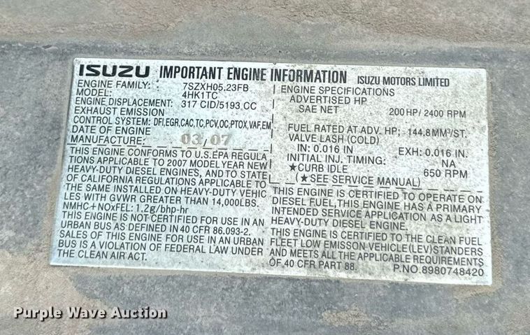 image for item DP8460 2008 Isuzu NPR truck cab and chassis