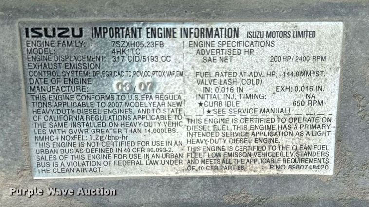 image for item DP8460 2008 Isuzu NPR truck cab and chassis