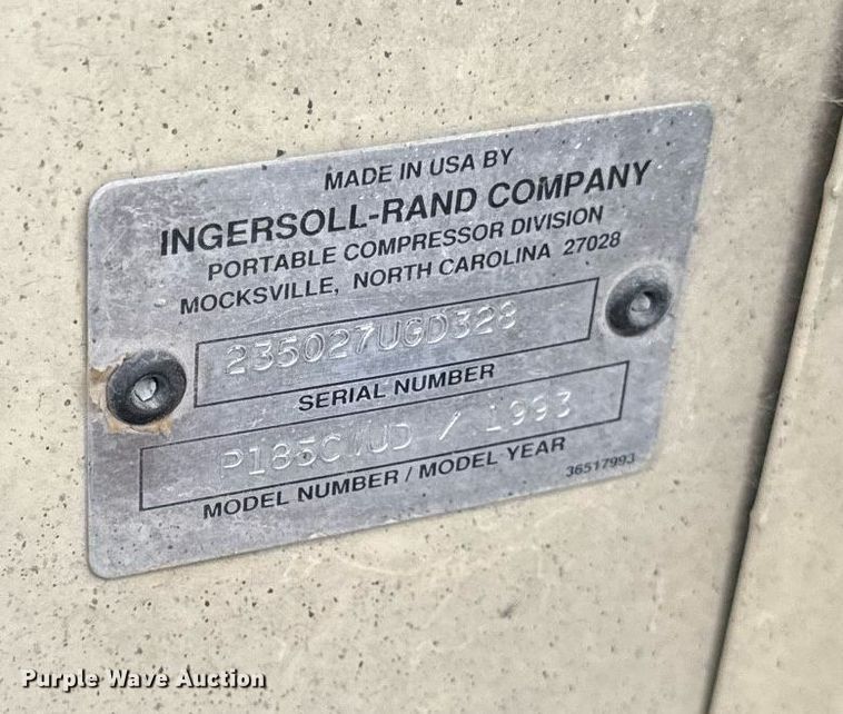 image for item DP8475 1993 Ingersoll Rand 185 air compressor