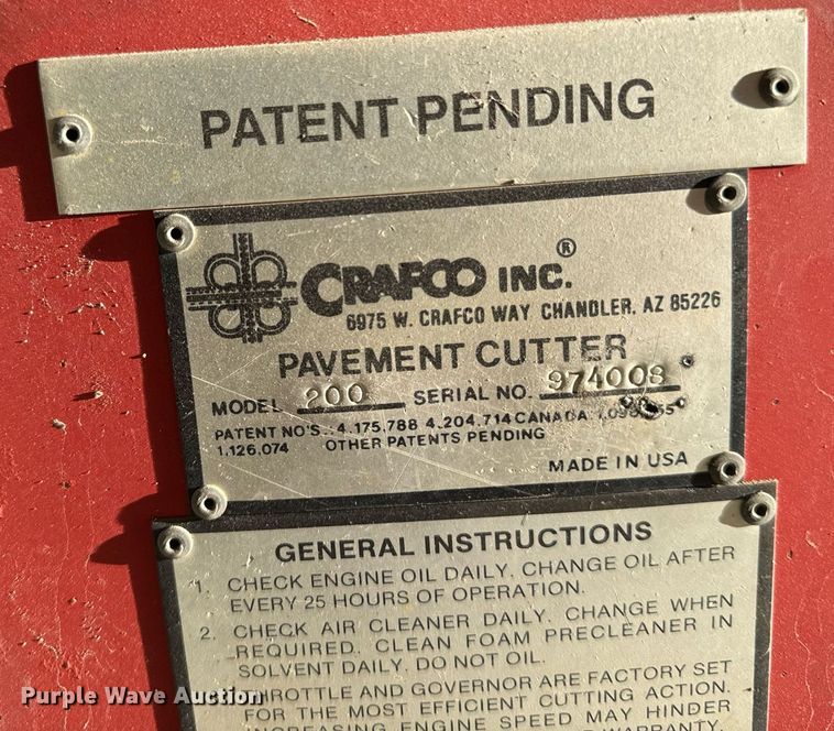 image for item DP8482 Crafco Inc. 200 concrete saw