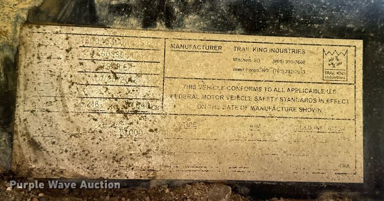 image for item DP8494 2012 Trail King TK60SSD 403 side dump trailer