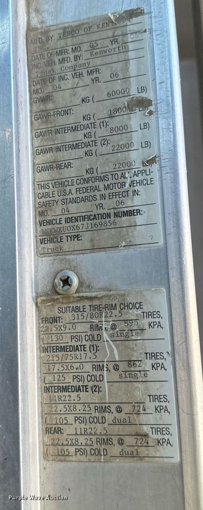image for item DP8510 2007 Kenworth W900 dump truck