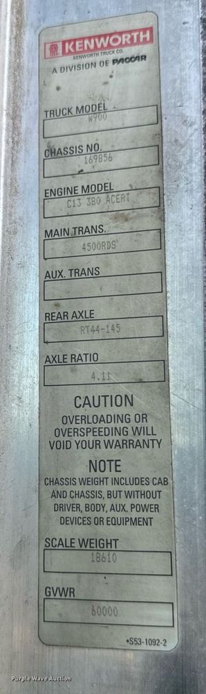 image for item DP8510 2007 Kenworth W900 dump truck
